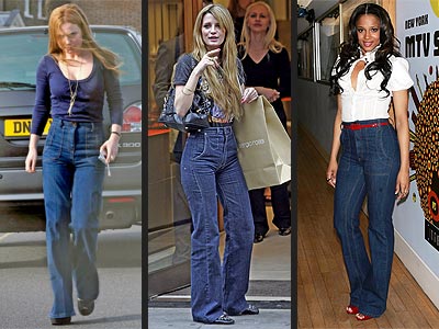 70 - е возвращаются. Миша Бартон (Mischa Barton), Сиара (Ciara) и Джери Холливелл (Geri Halliwell) носят High-waisted jeans